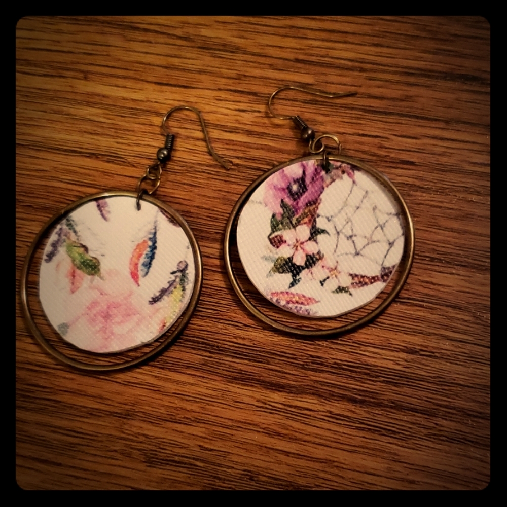 ‼DREAMCATCHER PRINT‼ DANGLE FAUX LEATHER EARRINGS‼
